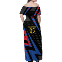 Custom Antigua and Barbuda Cricket Family Matching Off Shoulder Maxi Dress and Hawaiian Shirt Sporty Style