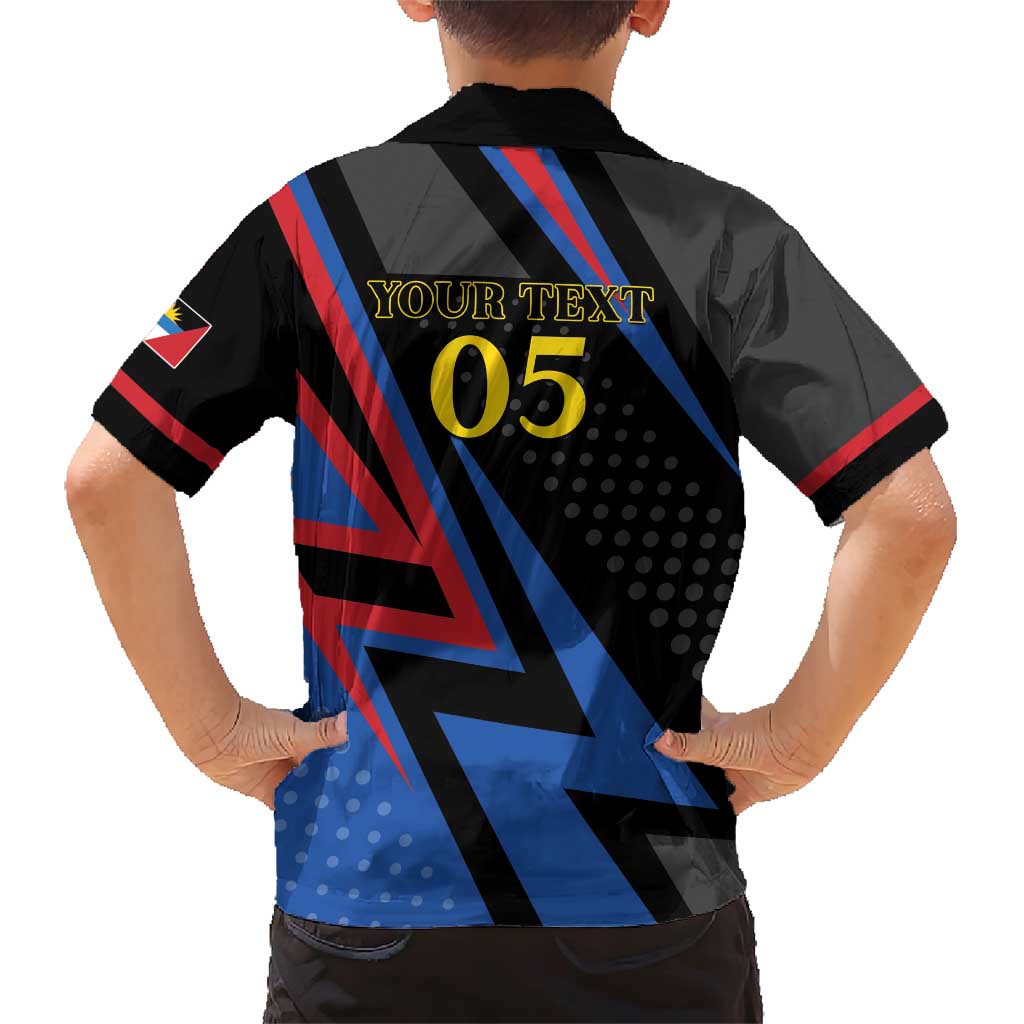 Custom Antigua and Barbuda Cricket Family Matching Short Sleeve Bodycon Dress and Hawaiian Shirt Sporty Style