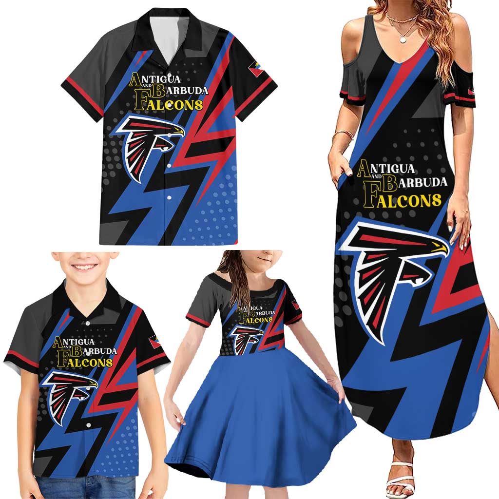 Custom Antigua and Barbuda Cricket Family Matching Summer Maxi Dress and Hawaiian Shirt Sporty Style