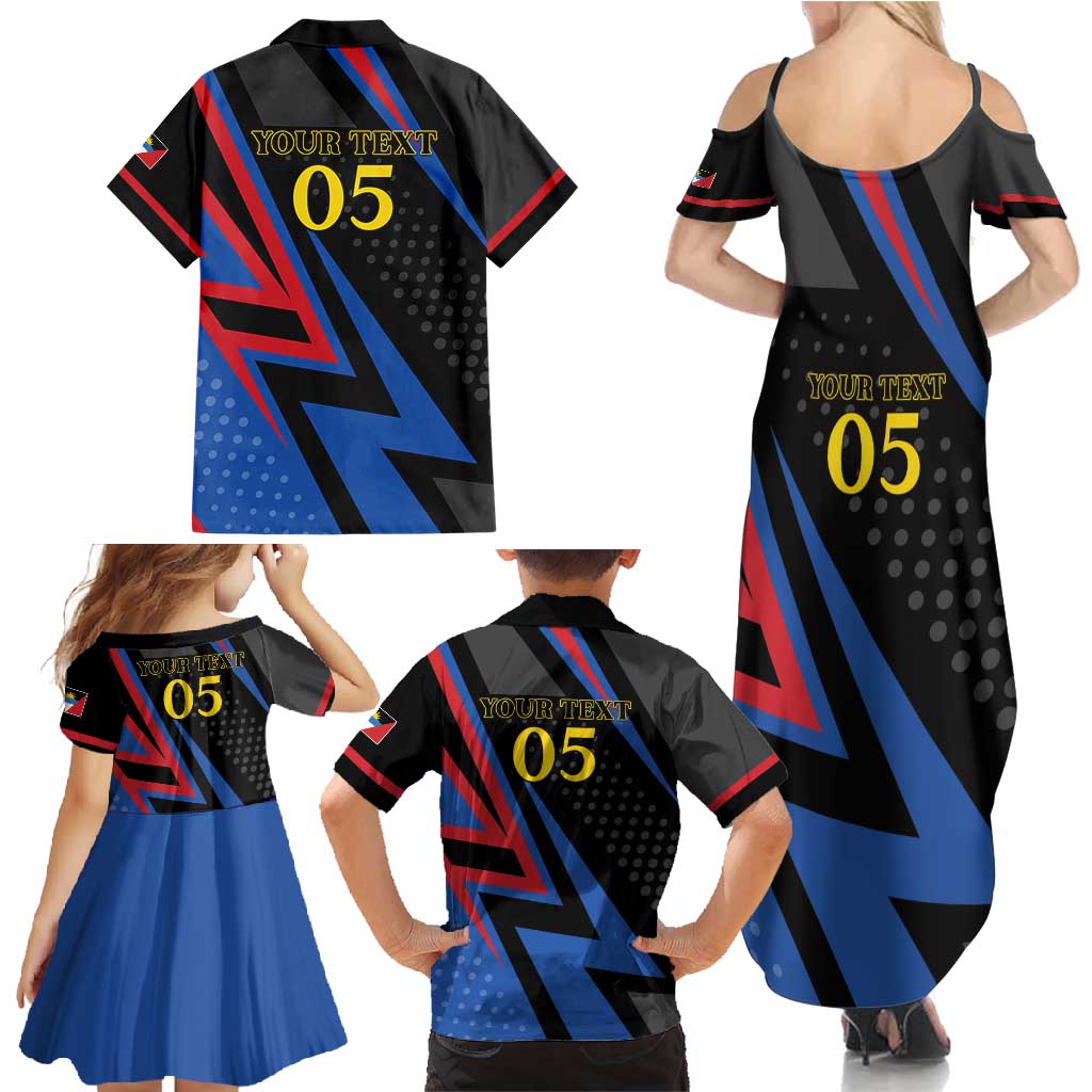 Custom Antigua and Barbuda Cricket Family Matching Summer Maxi Dress and Hawaiian Shirt Sporty Style