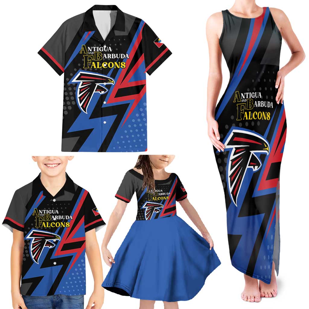 Custom Antigua and Barbuda Cricket Family Matching Tank Maxi Dress and Hawaiian Shirt Sporty Style