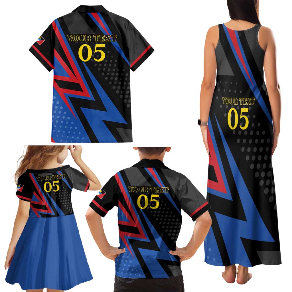 Custom Antigua and Barbuda Cricket Family Matching Tank Maxi Dress and Hawaiian Shirt Sporty Style