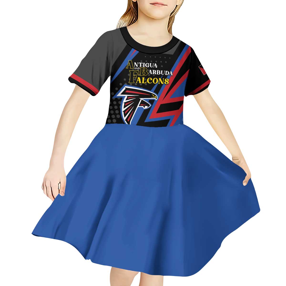 Custom Antigua and Barbuda Cricket Kid Short Sleeve Dress Sporty Style