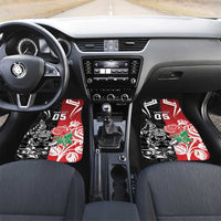 New Zealand And England Rugby Car Mats Maori Tiki With Red Rose Together