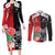 New Zealand And England Rugby Custom Couples Matching Long Sleeve Bodycon Dress and Long Sleeve Button Shirt Maori Tiki With Red Rose Together