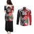 New Zealand And England Rugby Custom Couples Matching Puletasi and Long Sleeve Button Shirt Maori Tiki With Red Rose Together