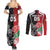 New Zealand And England Rugby Custom Couples Matching Summer Maxi Dress and Long Sleeve Button Shirt Maori Tiki With Red Rose Together