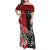New Zealand And England Rugby Custom Family Matching Off Shoulder Maxi Dress and Hawaiian Shirt Maori Tiki With Red Rose Together