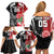 New Zealand And England Rugby Custom Family Matching Off Shoulder Short Dress and Hawaiian Shirt Maori Tiki With Red Rose Together