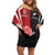 New Zealand And England Rugby Custom Family Matching Off Shoulder Short Dress and Hawaiian Shirt Maori Tiki With Red Rose Together