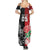 New Zealand And England Rugby Custom Family Matching Summer Maxi Dress and Hawaiian Shirt Maori Tiki With Red Rose Together