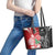 New Zealand And England Rugby Leather Tote Bag Maori Tiki With Red Rose Together