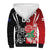 New Zealand And England Rugby Custom Sherpa Hoodie Maori Tiki With Red Rose Together