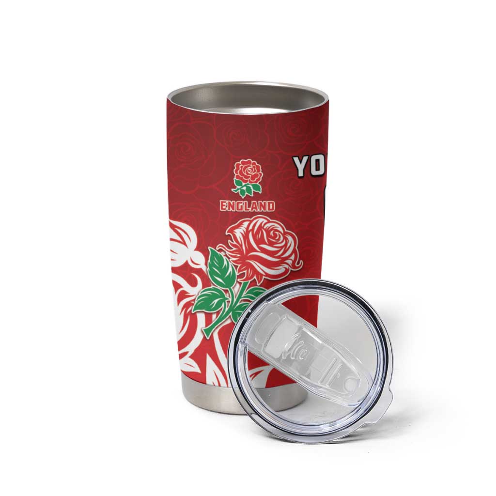 New Zealand And England Rugby Custom Tumbler Cup Maori Tiki With Red Rose Together