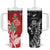 New Zealand And England Rugby Custom Tumbler With Handle Maori Tiki With Red Rose Together