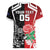 New Zealand And England Rugby Custom Women V-Neck T-Shirt Maori Tiki With Red Rose Together