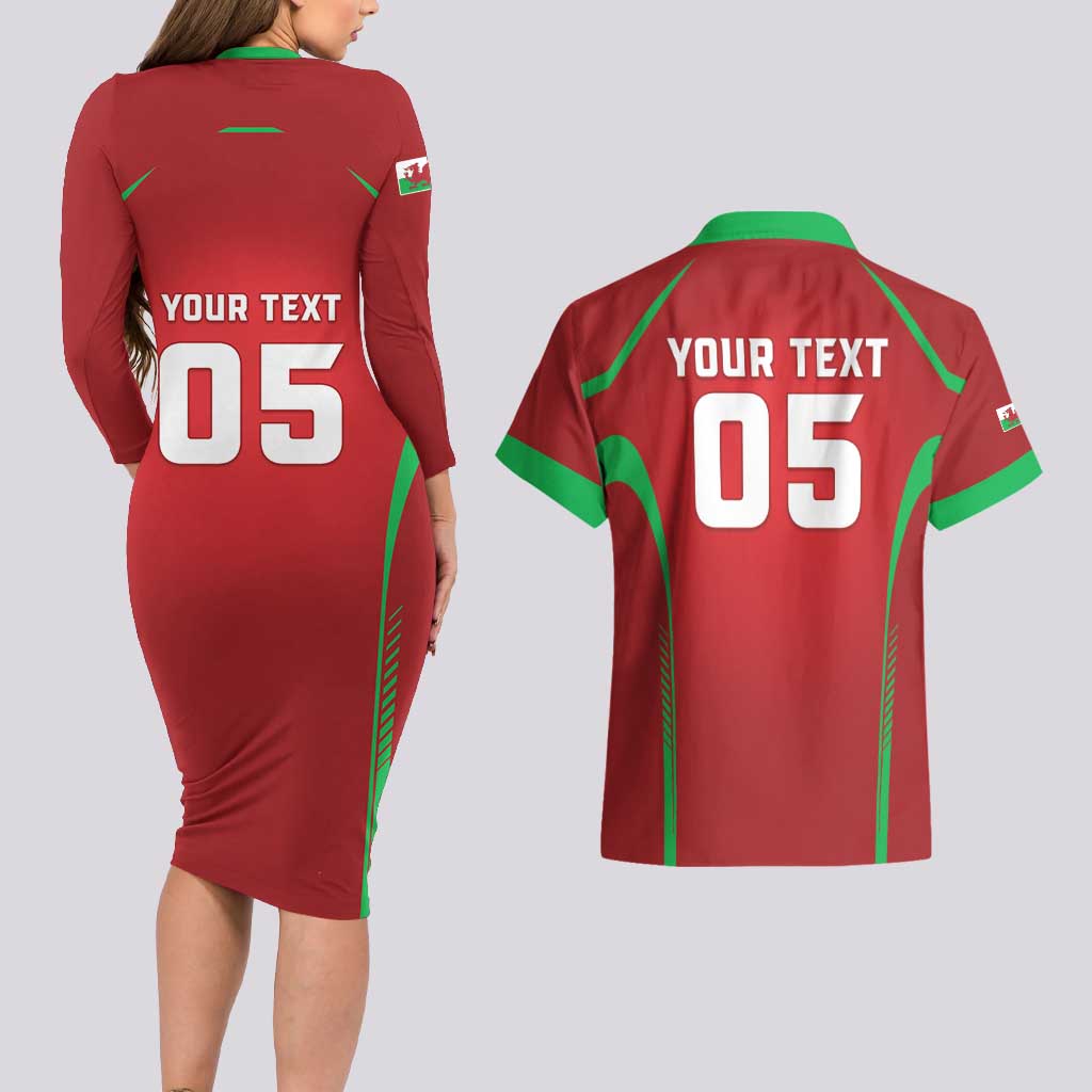 Wales Rugby Custom Couples Matching Long Sleeve Bodycon Dress and Hawaiian Shirt Go Welsh Dragon Unique Style