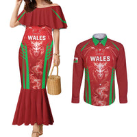 Wales Rugby Custom Couples Matching Mermaid Dress and Long Sleeve Button Shirt Go Welsh Dragon Unique Style