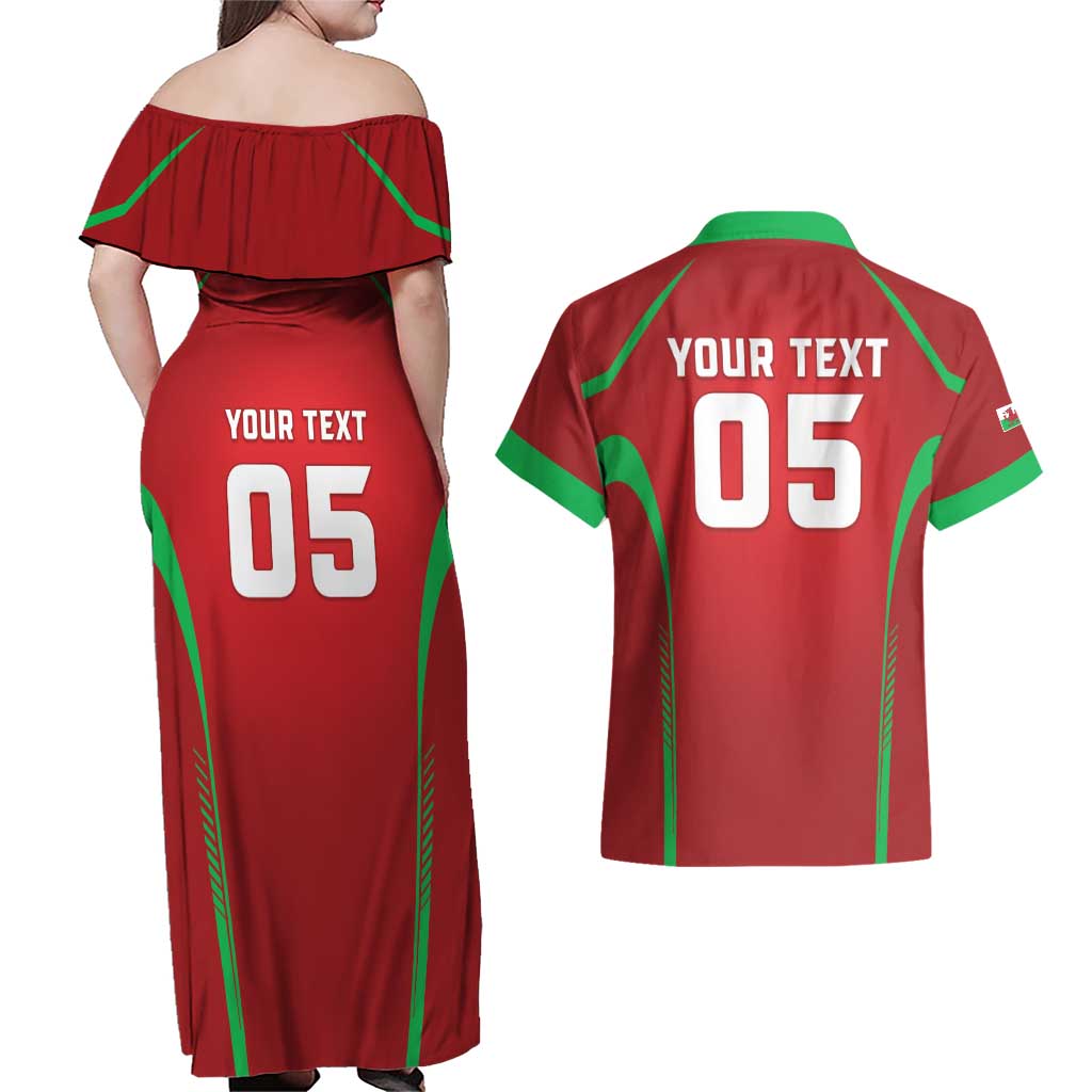 Wales Rugby Custom Couples Matching Off Shoulder Maxi Dress and Hawaiian Shirt Go Welsh Dragon Unique Style