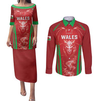 Wales Rugby Custom Couples Matching Puletasi and Long Sleeve Button Shirt Go Welsh Dragon Unique Style