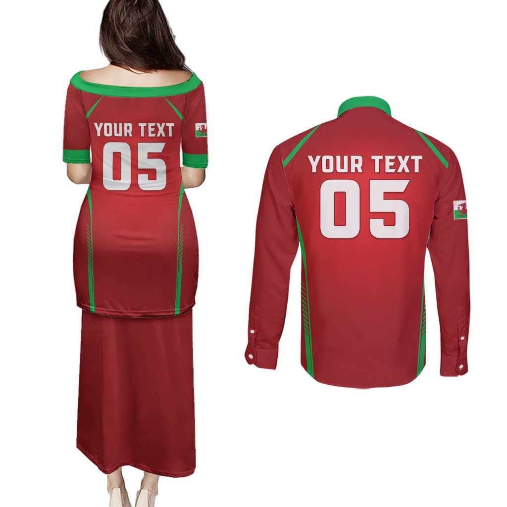 Wales Rugby Custom Couples Matching Puletasi and Long Sleeve Button Shirt Go Welsh Dragon Unique Style