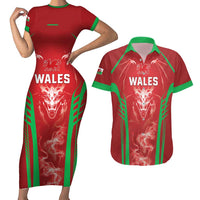 Wales Rugby Custom Couples Matching Short Sleeve Bodycon Dress and Hawaiian Shirt Go Welsh Dragon Unique Style