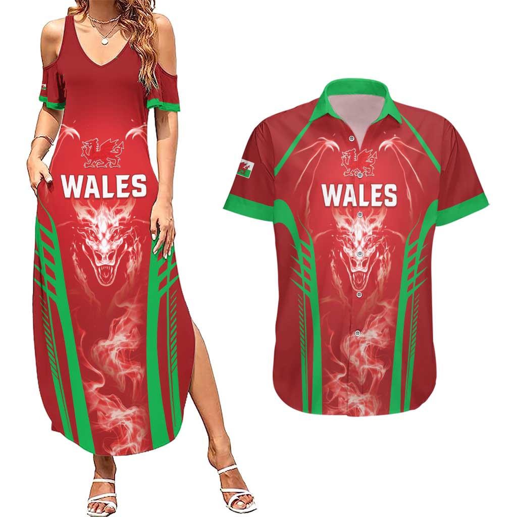 Wales Rugby Custom Couples Matching Summer Maxi Dress and Hawaiian Shirt Go Welsh Dragon Unique Style