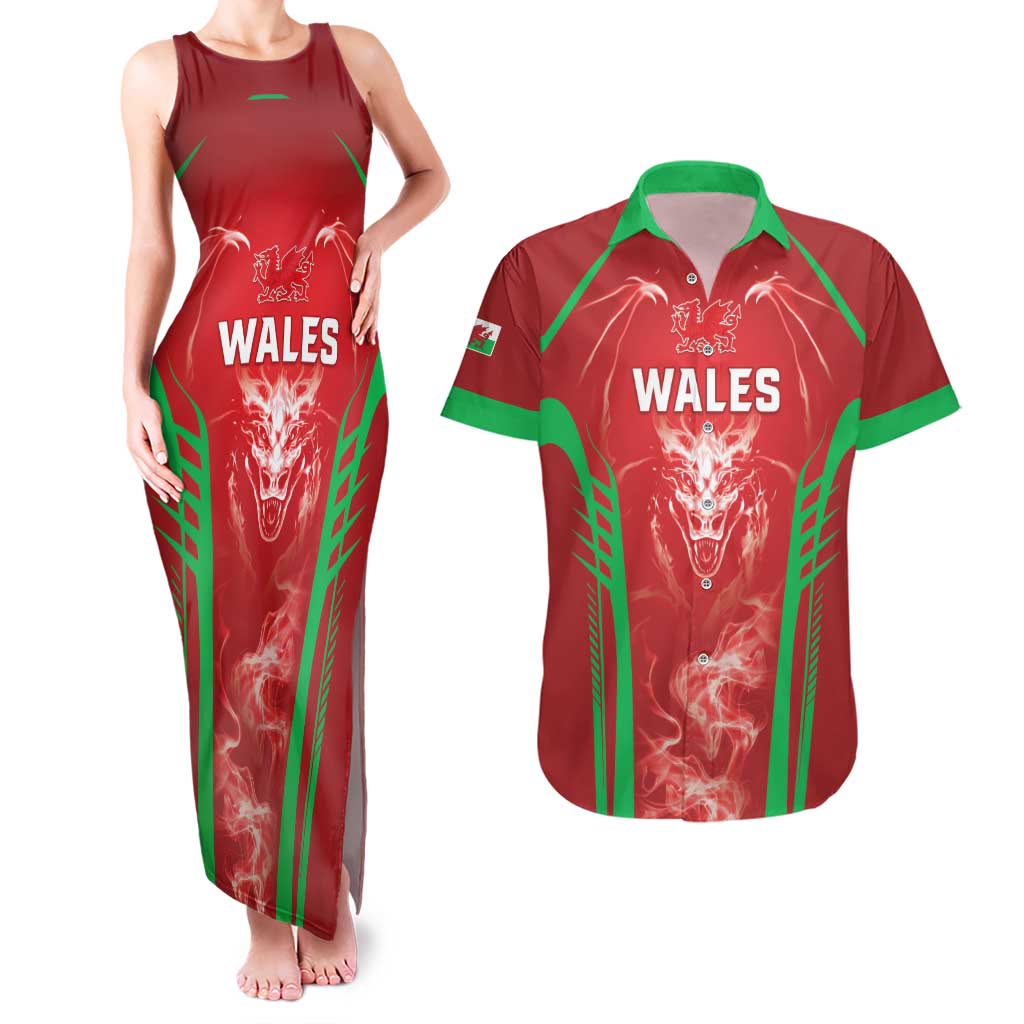 Wales Rugby Custom Couples Matching Tank Maxi Dress and Hawaiian Shirt Go Welsh Dragon Unique Style