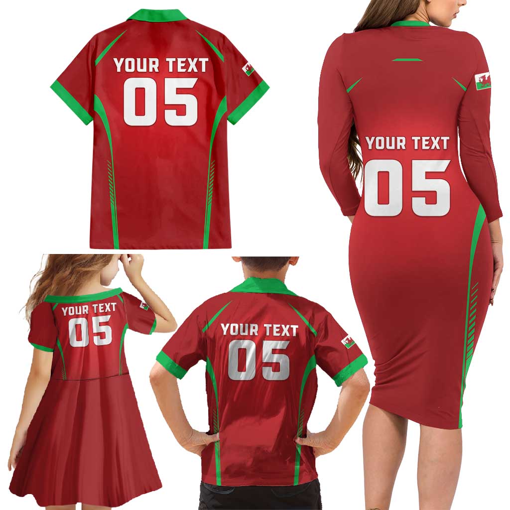 Wales Rugby Custom Family Matching Long Sleeve Bodycon Dress and Hawaiian Shirt Go Welsh Dragon Unique Style