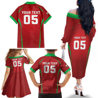 Wales Rugby Custom Family Matching Off The Shoulder Long Sleeve Dress and Hawaiian Shirt Go Welsh Dragon Unique Style