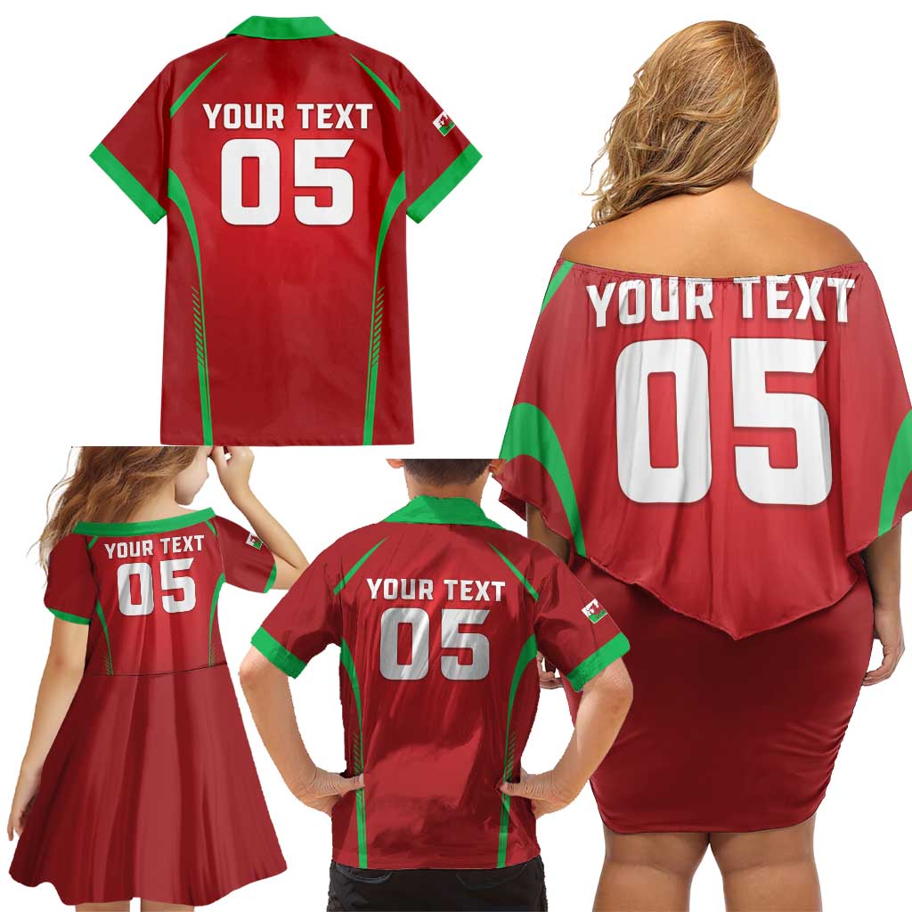 Wales Rugby Custom Family Matching Off Shoulder Short Dress and Hawaiian Shirt Go Welsh Dragon Unique Style