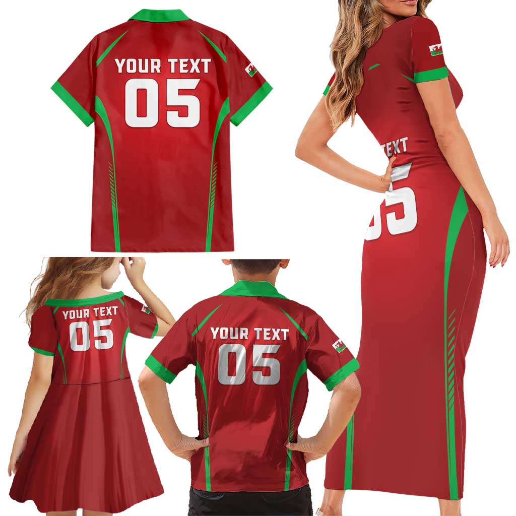 Wales Rugby Custom Family Matching Short Sleeve Bodycon Dress and Hawaiian Shirt Go Welsh Dragon Unique Style