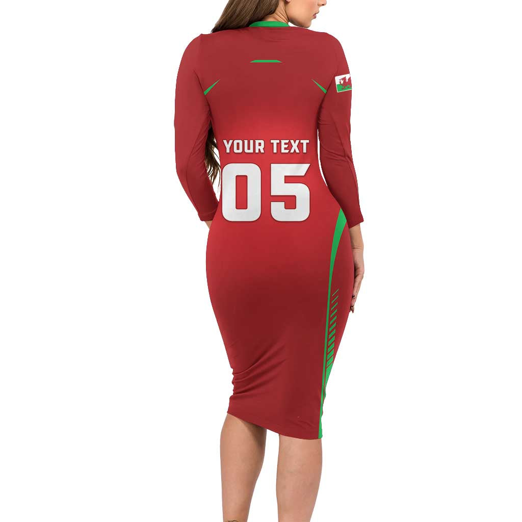 Wales Rugby Custom Long Sleeve Bodycon Dress Go Welsh Dragon Unique Style