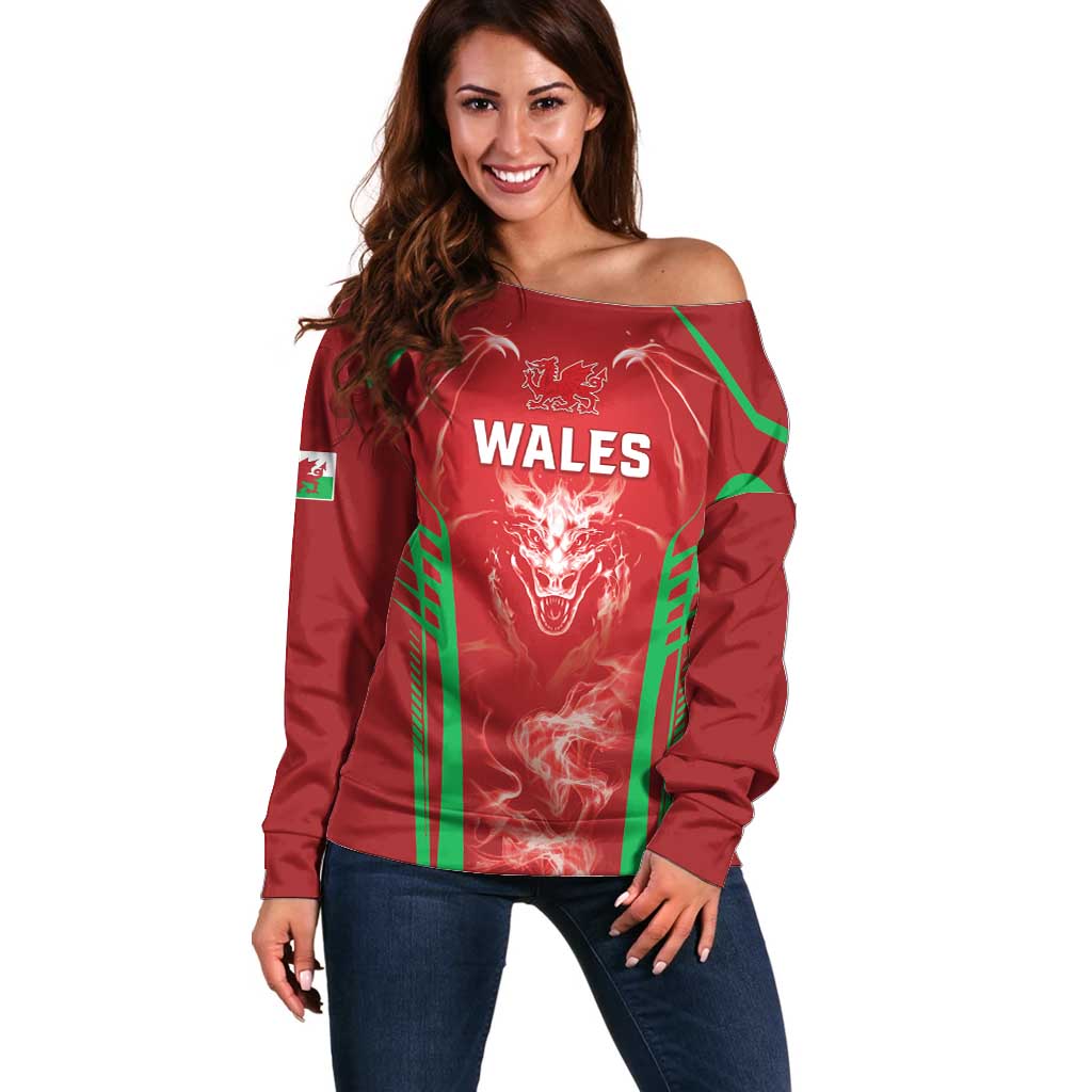 Wales Rugby Custom Off Shoulder Sweater Go Welsh Dragon Unique Style