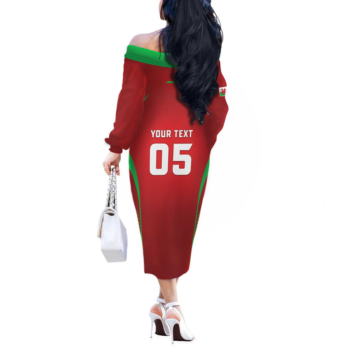 Wales Rugby Custom Off The Shoulder Long Sleeve Dress Go Welsh Dragon Unique Style