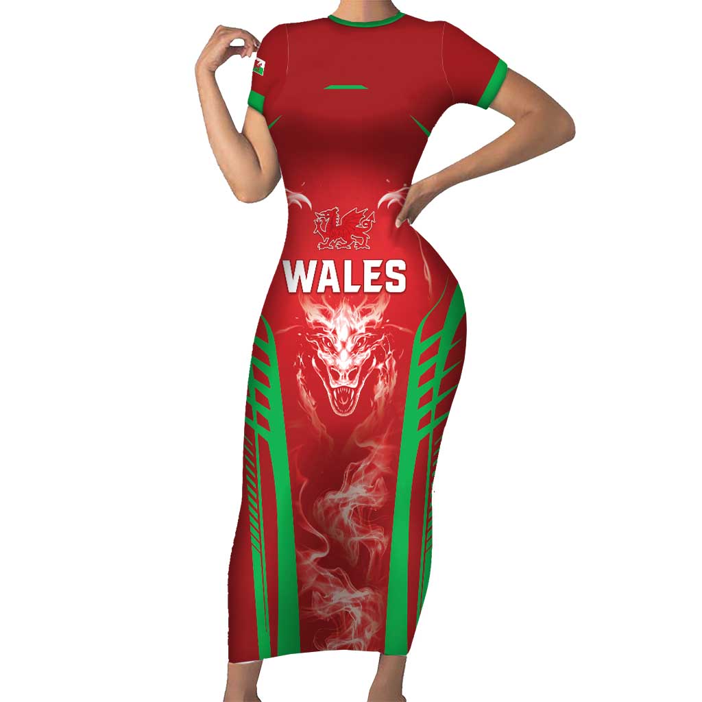 Wales Rugby Custom Short Sleeve Bodycon Dress Go Welsh Dragon Unique Style