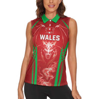 Wales Rugby Custom Women Sleeveless Polo Shirt Go Welsh Dragon Unique Style