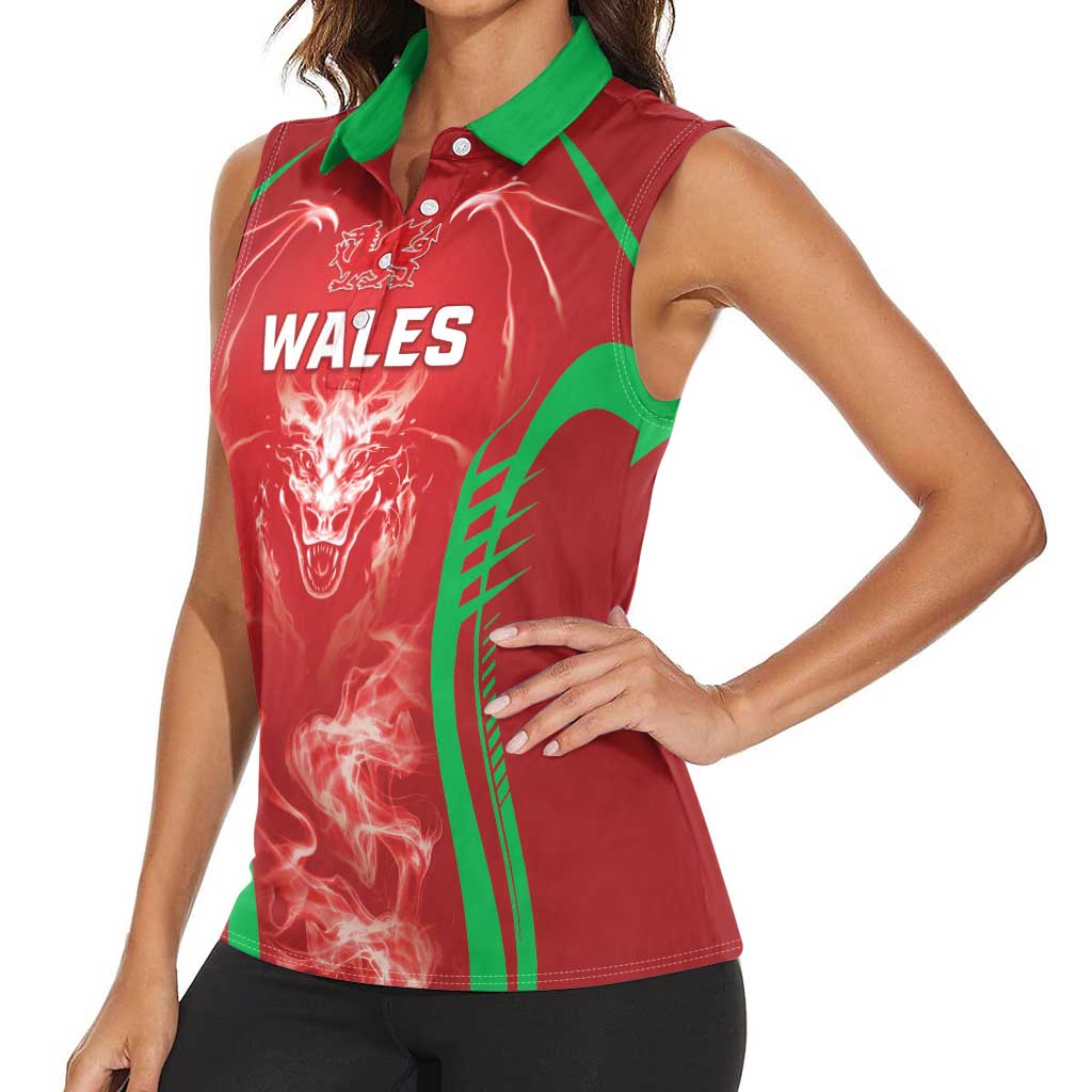 Wales Rugby Custom Women Sleeveless Polo Shirt Go Welsh Dragon Unique Style