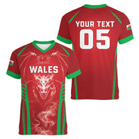 Wales Rugby Custom Women V-Neck T-Shirt Go Welsh Dragon Unique Style