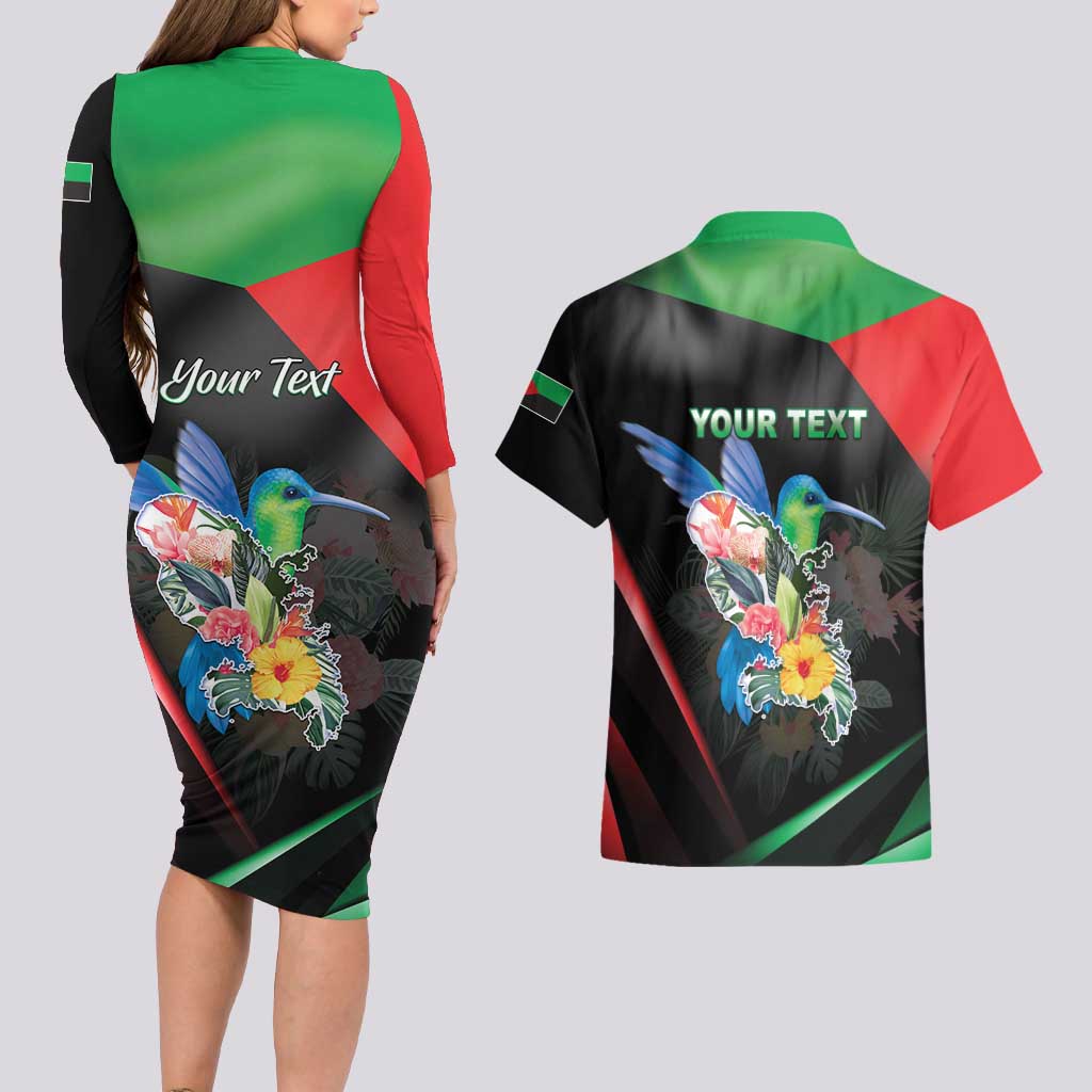 Personalized Martinique Couples Matching Long Sleeve Bodycon Dress and Hawaiian Shirt The Island Of Flowers