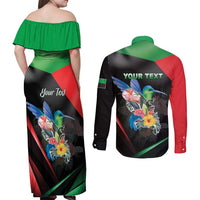 Personalized Martinique Couples Matching Off Shoulder Maxi Dress and Long Sleeve Button Shirt The Island Of Flowers