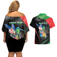 Personalized Martinique Couples Matching Off Shoulder Short Dress and Hawaiian Shirt The Island Of Flowers