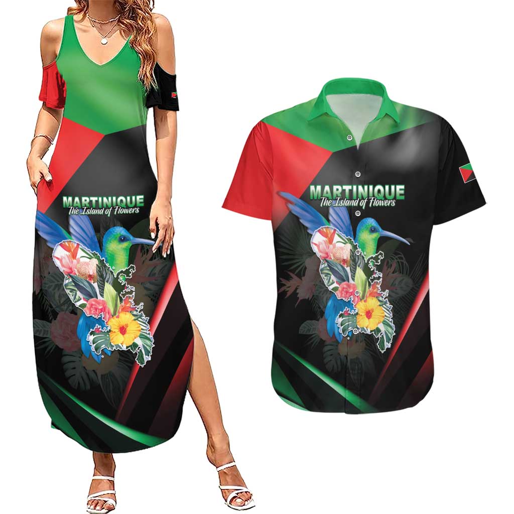 Personalized Martinique Couples Matching Summer Maxi Dress and Hawaiian Shirt The Island Of Flowers