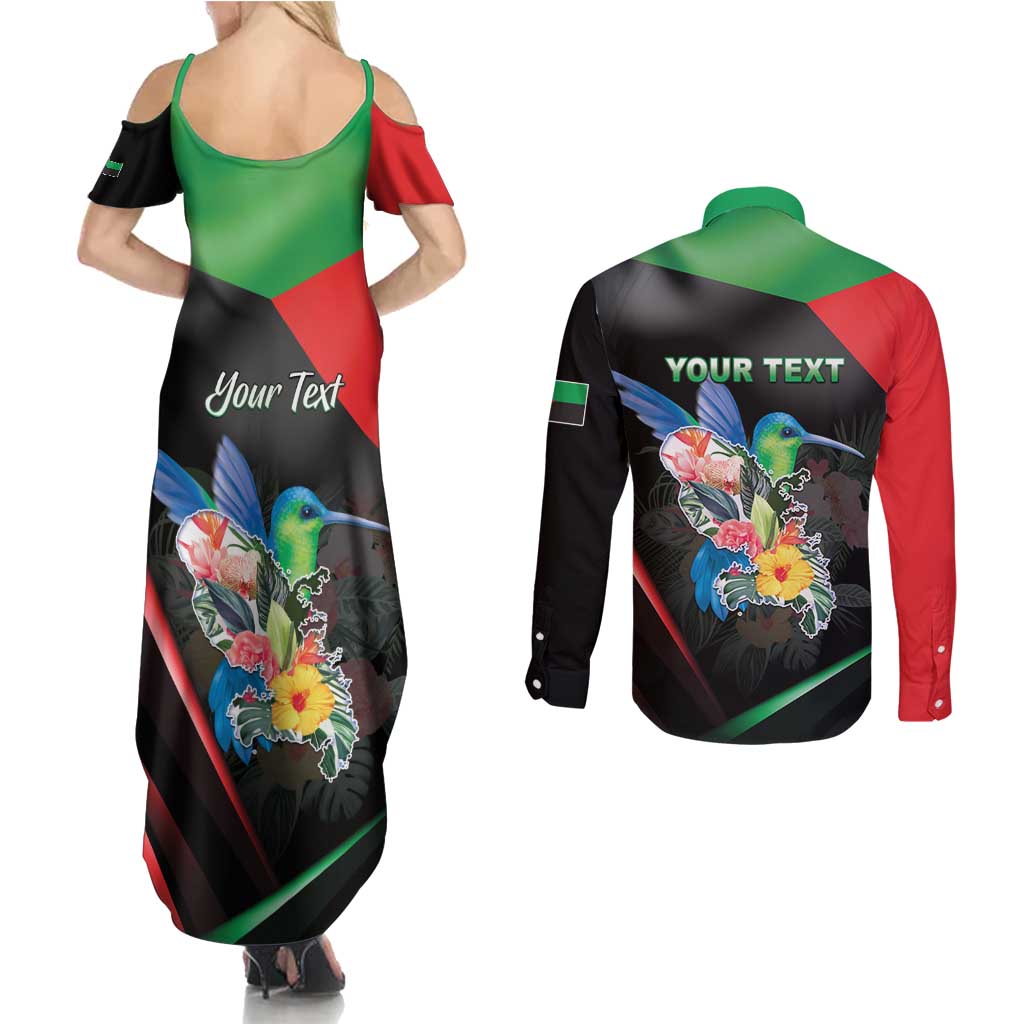 Personalized Martinique Couples Matching Summer Maxi Dress and Long Sleeve Button Shirt The Island Of Flowers