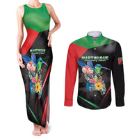 Personalized Martinique Couples Matching Tank Maxi Dress and Long Sleeve Button Shirt The Island Of Flowers