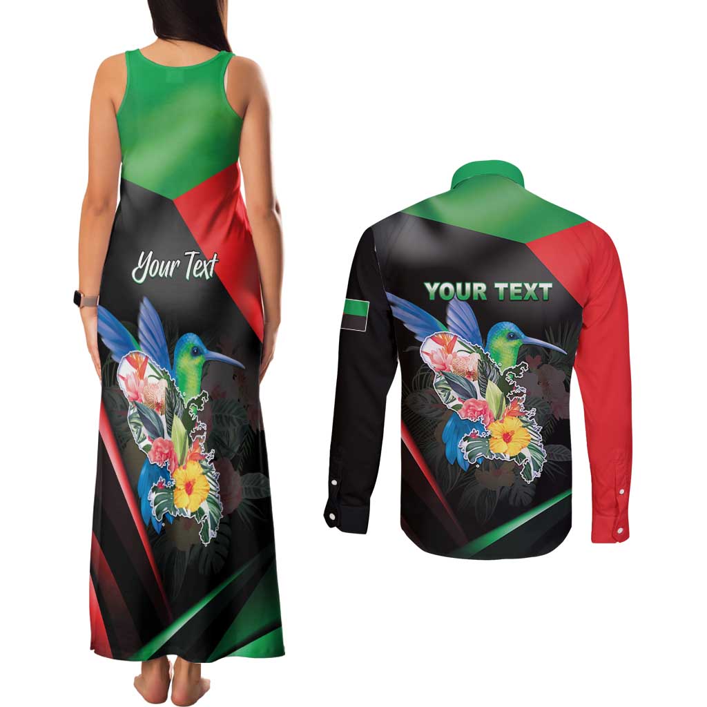 Personalized Martinique Couples Matching Tank Maxi Dress and Long Sleeve Button Shirt The Island Of Flowers