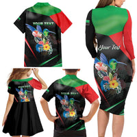 Personalized Martinique Family Matching Long Sleeve Bodycon Dress and Hawaiian Shirt The Island Of Flowers