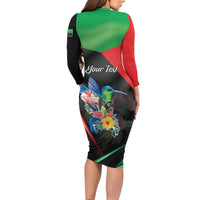 Personalized Martinique Family Matching Long Sleeve Bodycon Dress and Hawaiian Shirt The Island Of Flowers