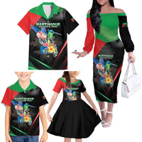Personalized Martinique Family Matching Off The Shoulder Long Sleeve Dress and Hawaiian Shirt The Island Of Flowers