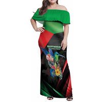 Personalized Martinique Family Matching Off Shoulder Maxi Dress and Hawaiian Shirt The Island Of Flowers